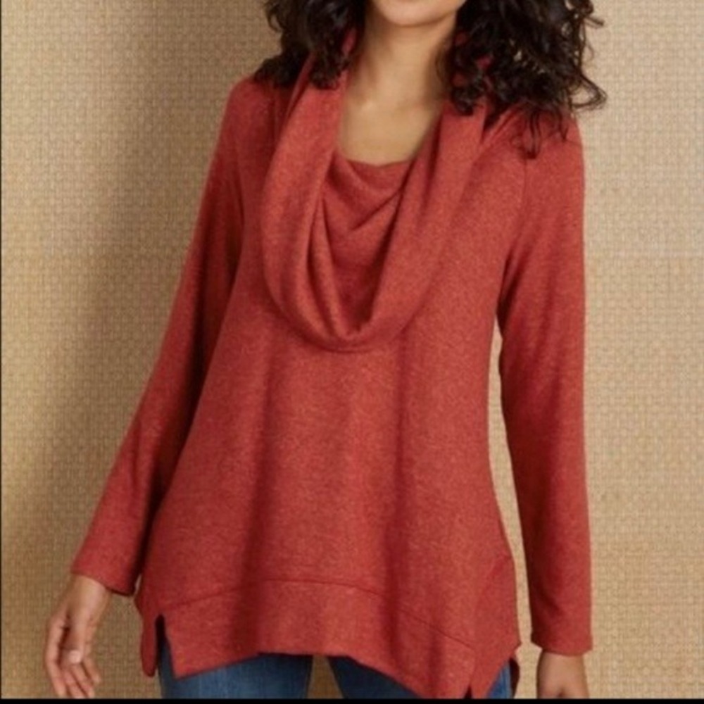 Soft Surroundings Cowl Neck Tunic Top Long Sleeve Comfy‎ Pullover Blouse 1X
